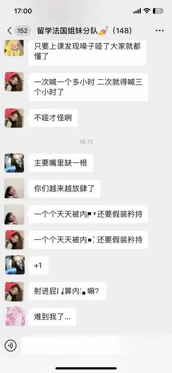 法国留学女生群聊真实记录，讨论抽插太深与身体接受度