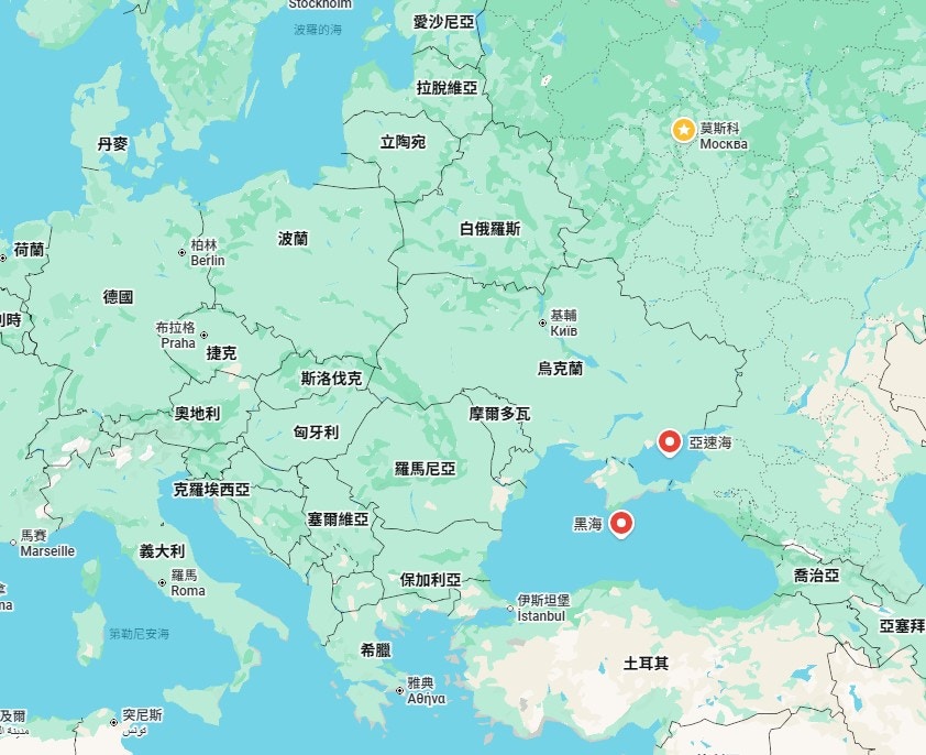 亚速海与黑海战略位置示意图