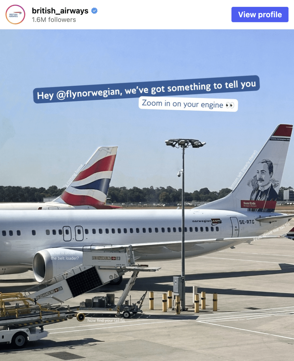 英国航空幽默回应挪威航空