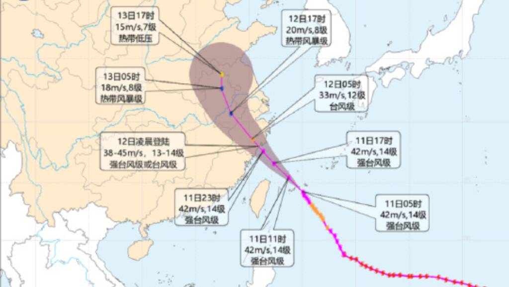台风「巴威」路径预测图