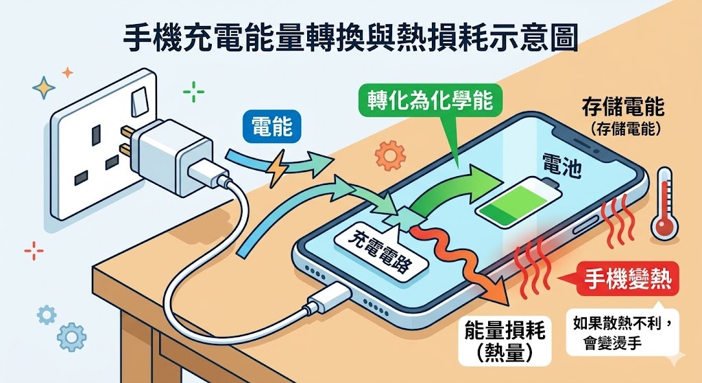 手机充电发热原理示意图